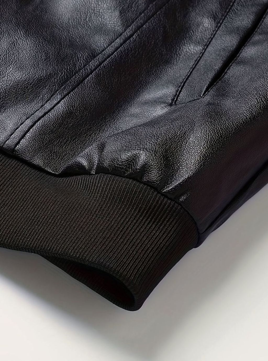 Men's Slim-Fit Full-Zip Faux Leather Bomber Jacket