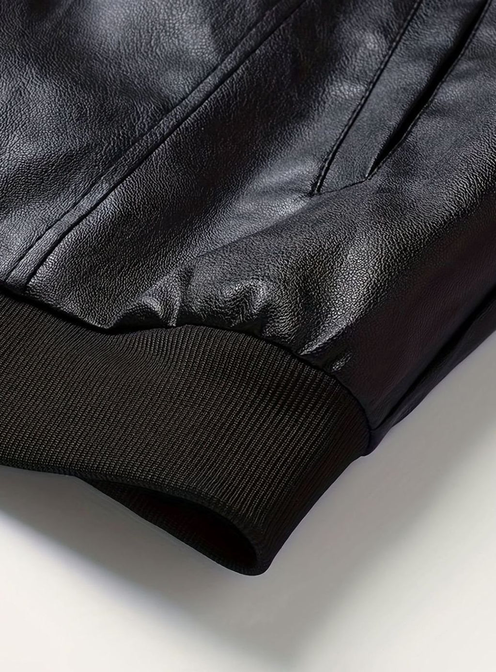 Men's Slim-Fit Full-Zip Faux Leather Bomber Jacket