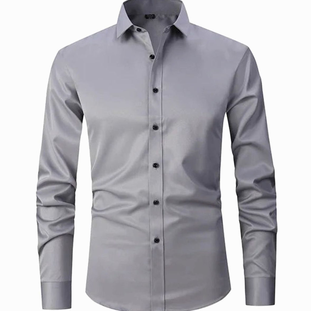Men's Slim-Fit Long-Sleeve Button-Down Dress Shirt - Gray