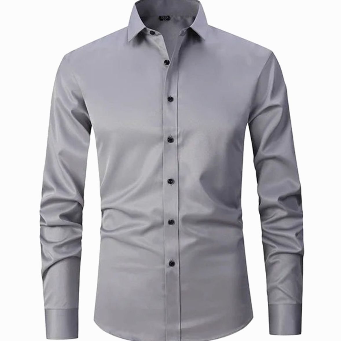Men's Slim-Fit Long-Sleeve Button-Down Dress Shirt - Gray