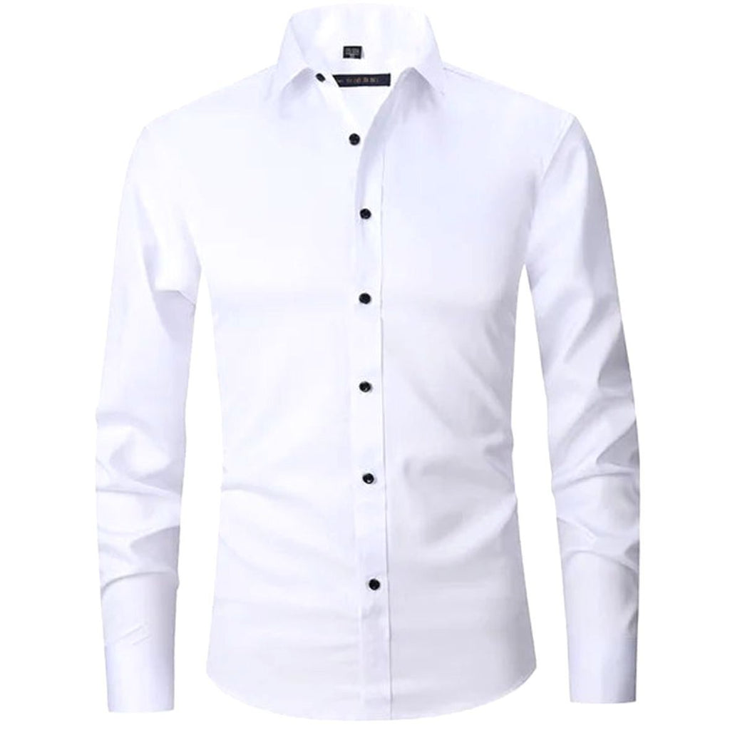 Men's Slim-Fit Long-Sleeve Button-Down Dress Shirt - White