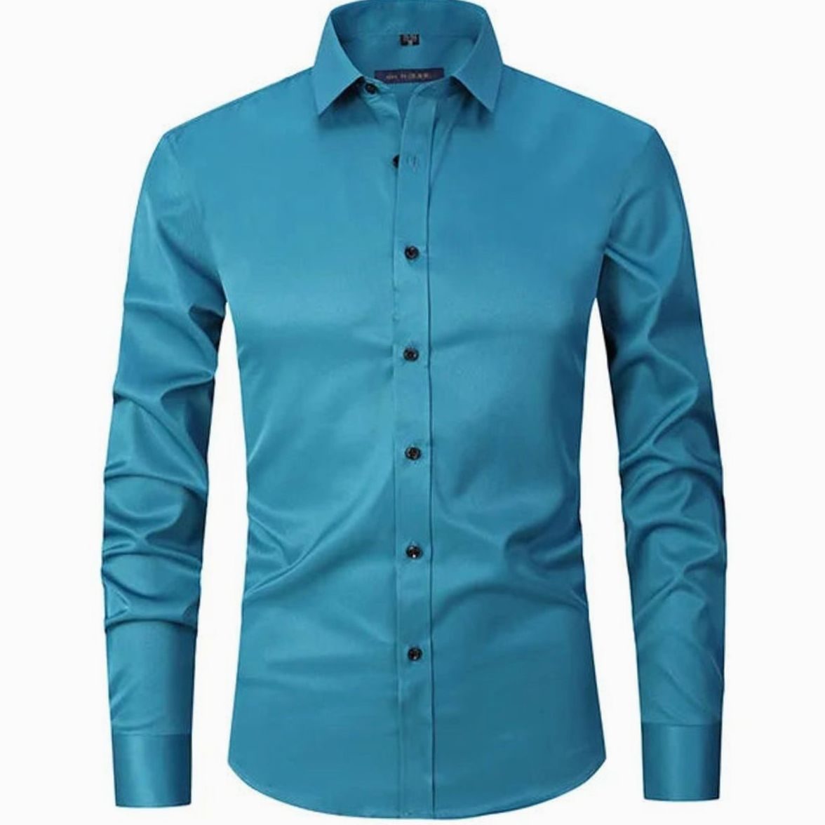 Men's Slim-Fit Long-Sleeve Button-Down Dress Shirt - Blue