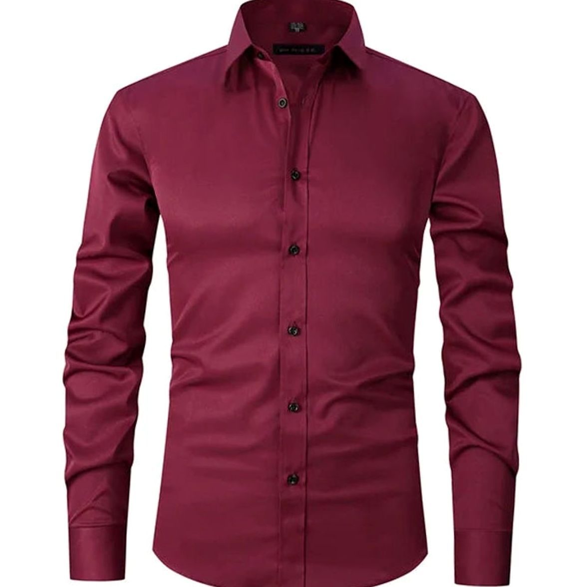Men's Slim-Fit Long-Sleeve Button-Down Dress Shirt - Red