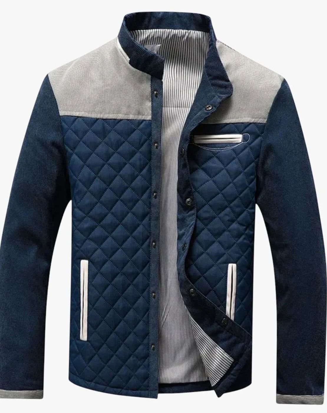 Men's Slim Fit Quilted Stand-Collar Puffer Jacket - Gray