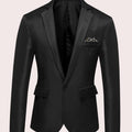 Men's Slim-Fit Single-Button Notch-Lapel Business Blazer - Black