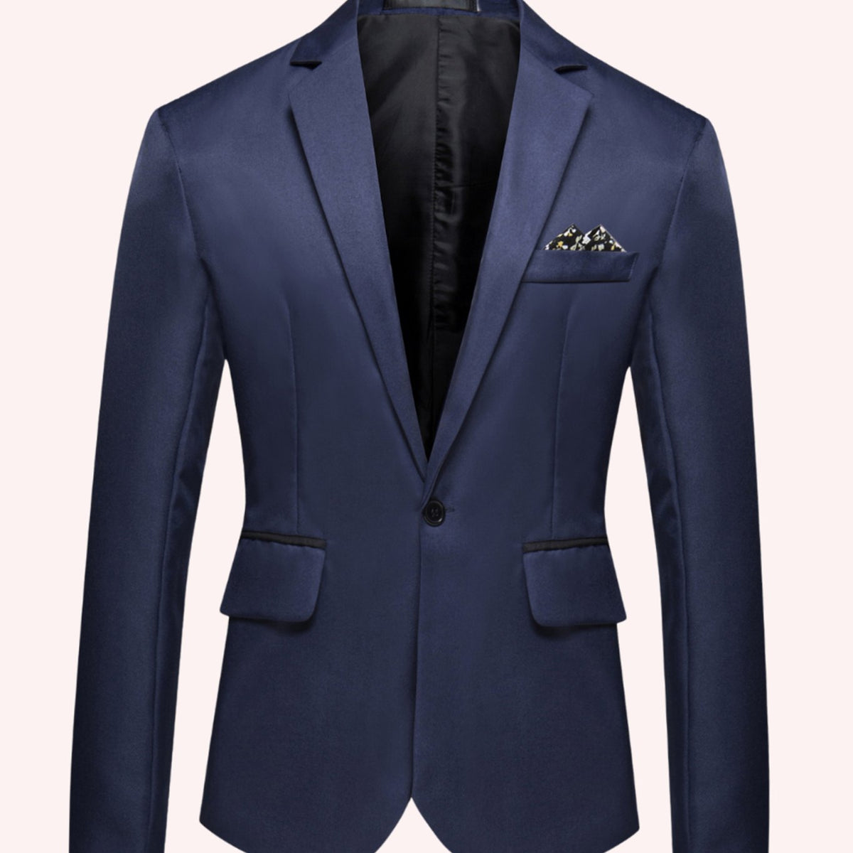 Men's Slim-Fit Single-Button Notch-Lapel Business Blazer - Marine Blue