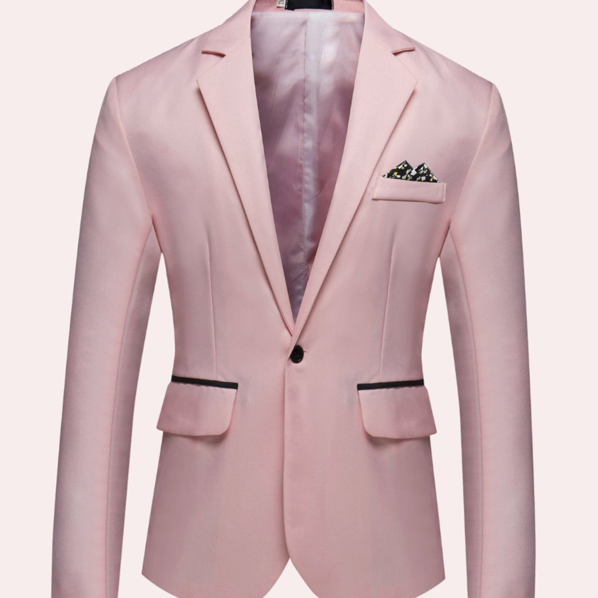 Men's Slim-Fit Single-Button Notch-Lapel Business Blazer - Pink