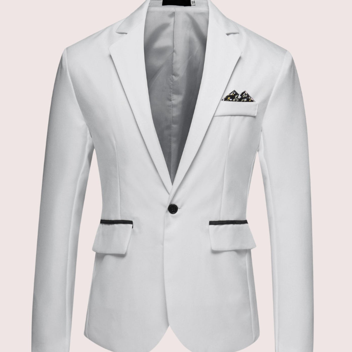 Men's Slim-Fit Single-Button Notch-Lapel Business Blazer - White