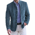 Men's Slim Fit Stand-Collar Casual Blazer Jacket - Blue