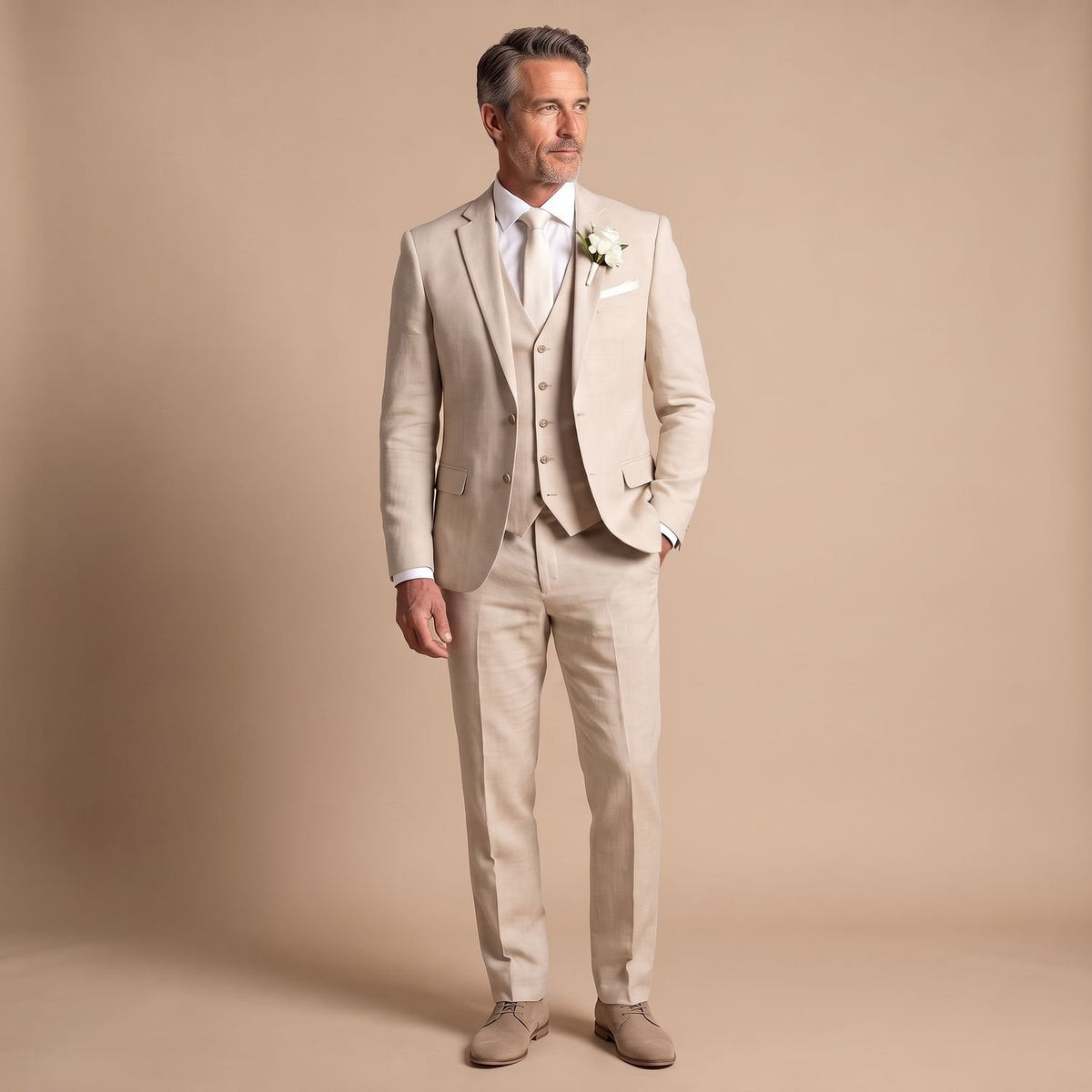 Men's Slim-Fit Three-Piece Suit Blazer Vest Pants Set