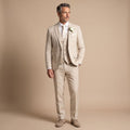 Men's Slim-Fit Three-Piece Suit Blazer Vest Pants Set - Beige