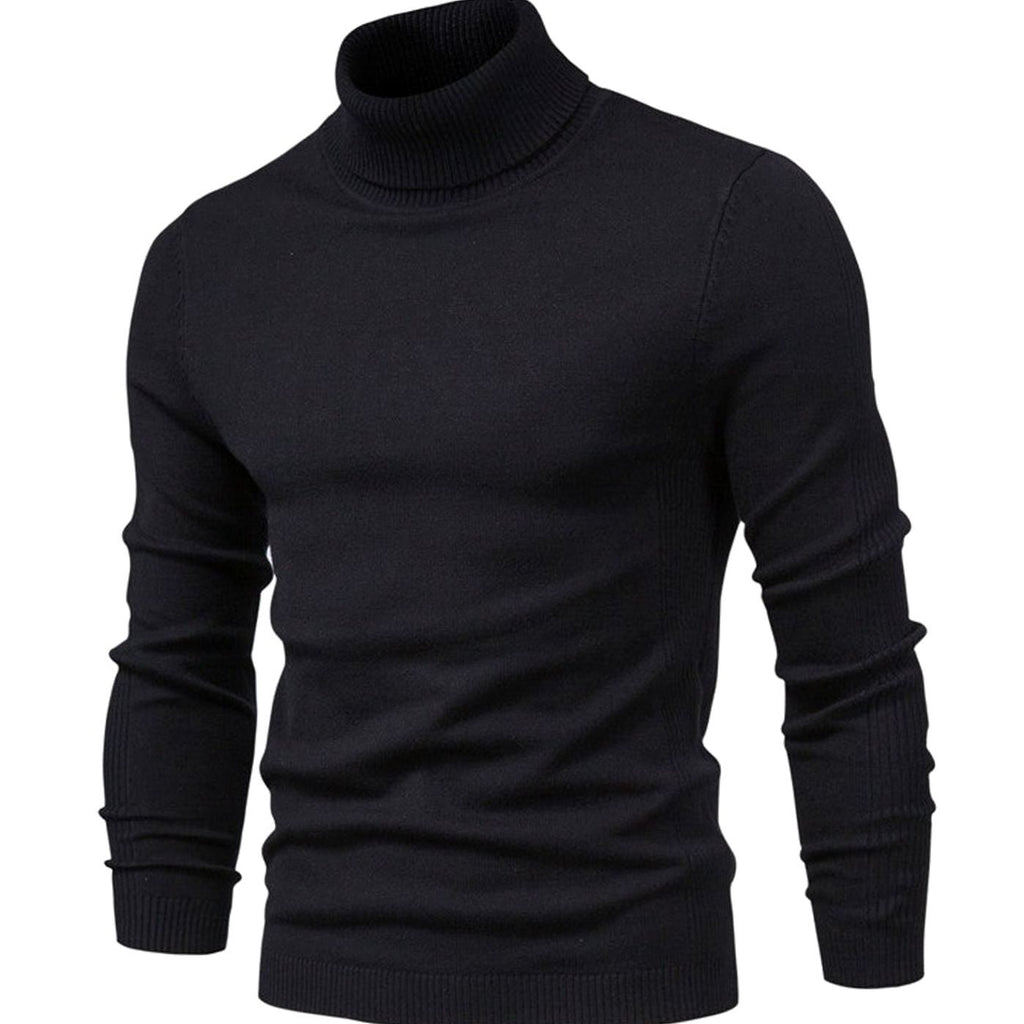 Men's Slim-Fit Turtleneck Knit Neck Sweater - Black