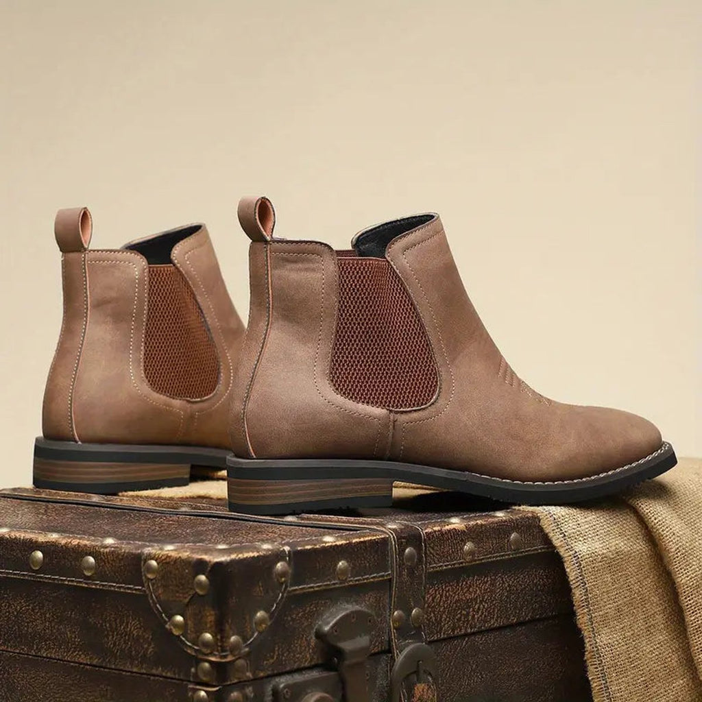 Men's Slip-On Chelsea Boots Square-Toe Western-Stitch