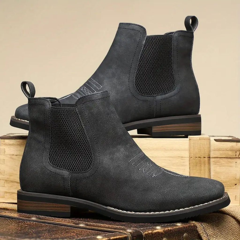 Men's Slip-On Chelsea Boots Square-Toe Western-Stitch