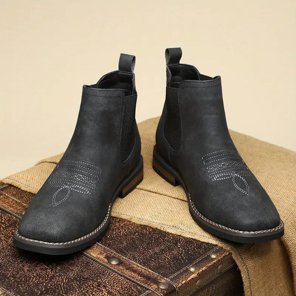 Men's Slip-On Chelsea Boots Square-Toe Western-Stitch