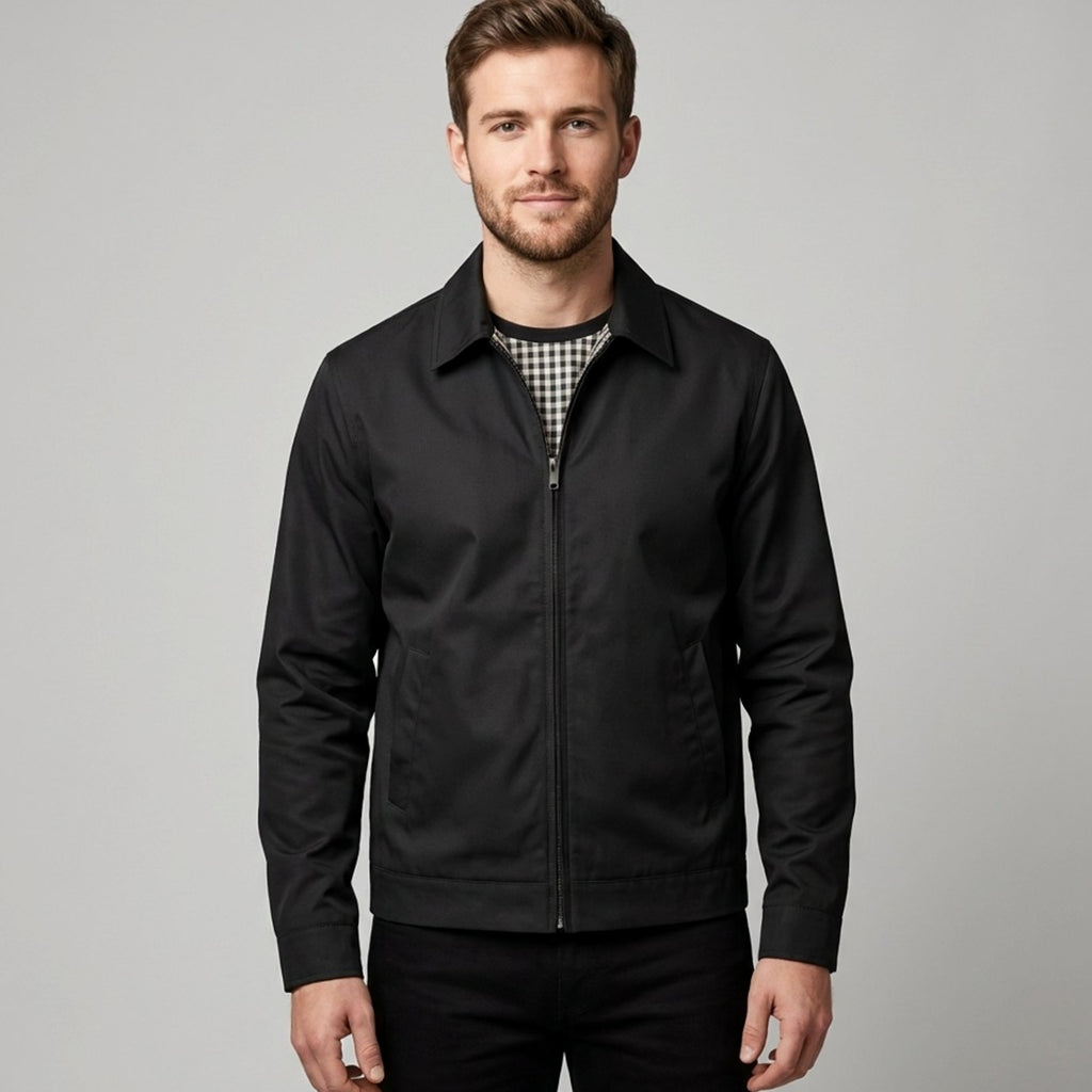 Men's Smart-Casual Harrington Jacket Checked Lining