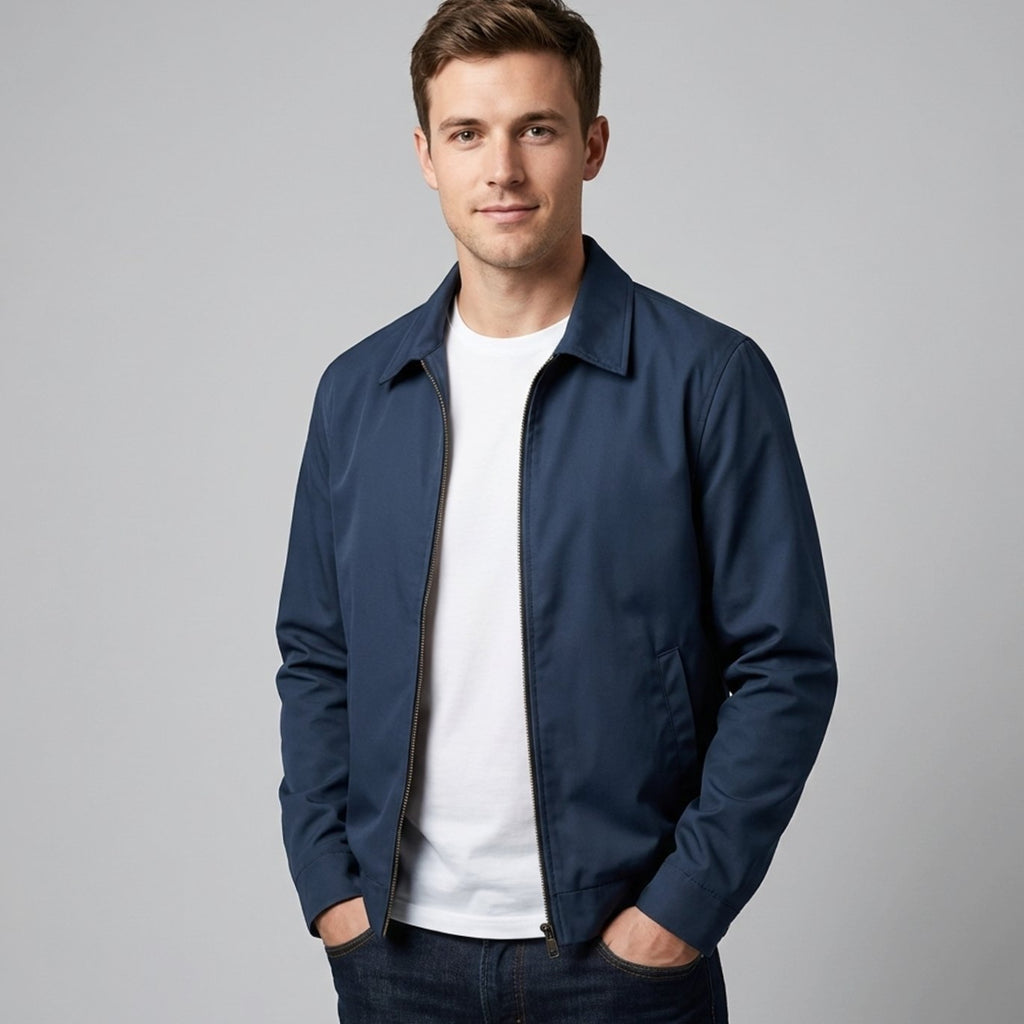 Men's Smart-Casual Harrington Jacket Checked Lining