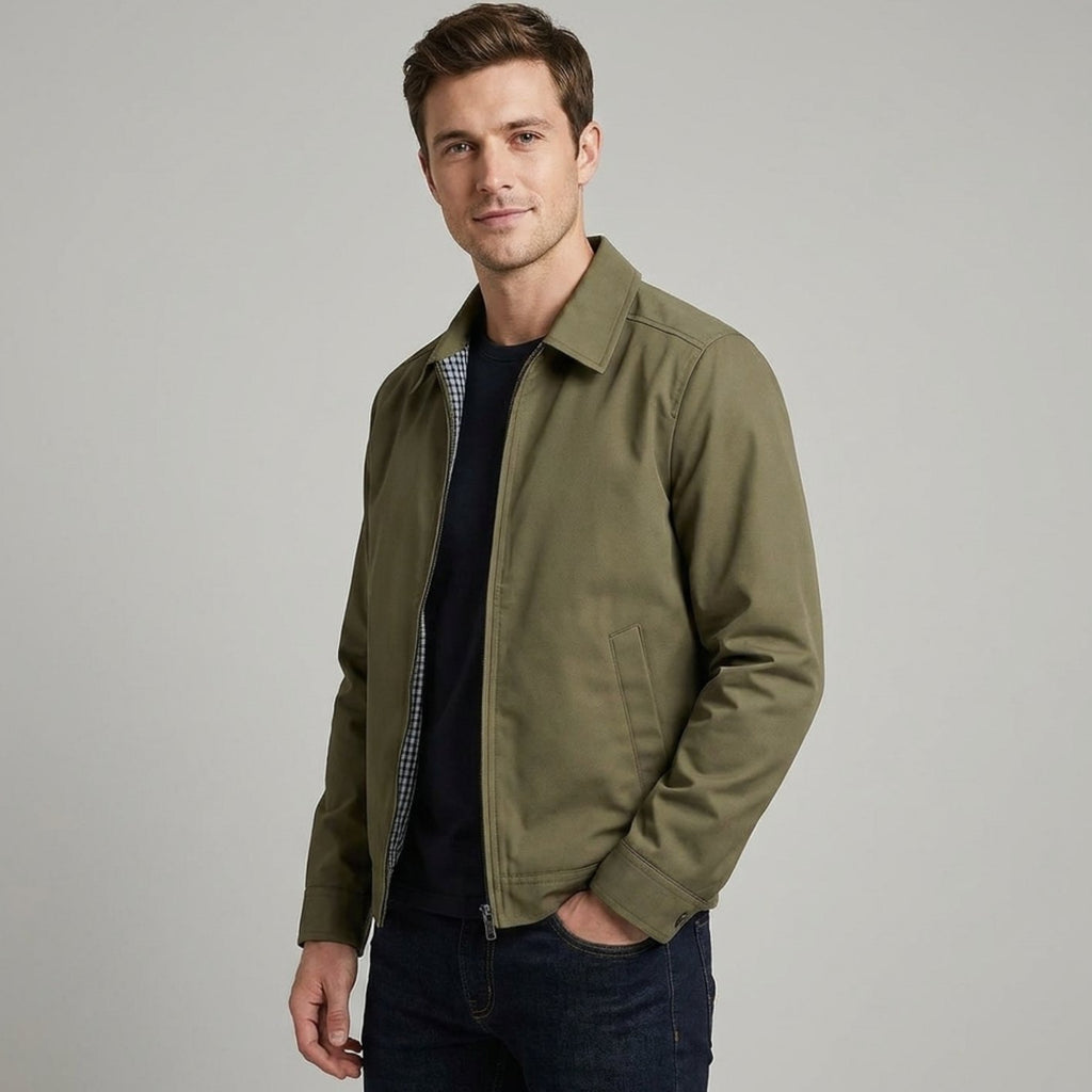 Men's Smart-Casual Harrington Jacket Checked Lining