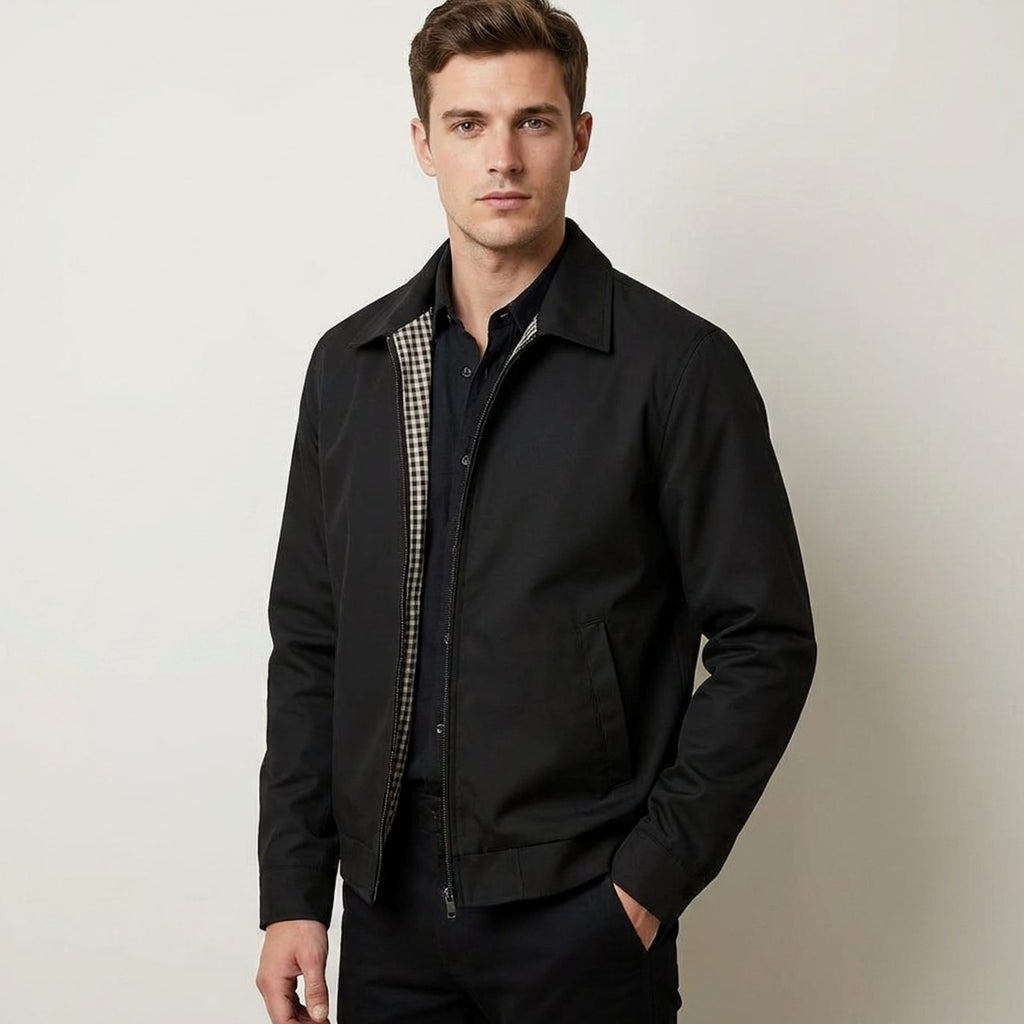 Men's Smart-Casual Harrington Jacket Checked Lining