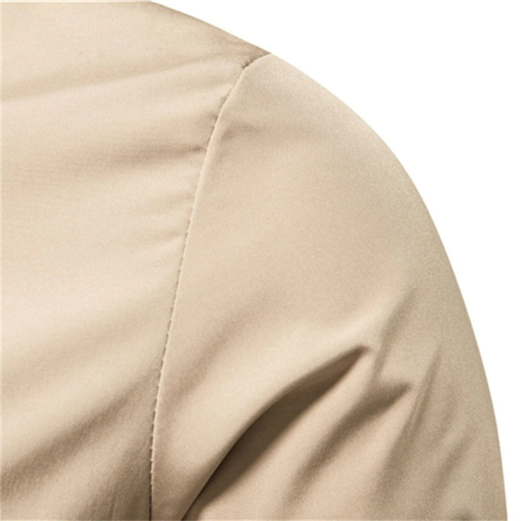 Men's Solid Color Zip-Up Bomber Jacket Ribbed Cuffs