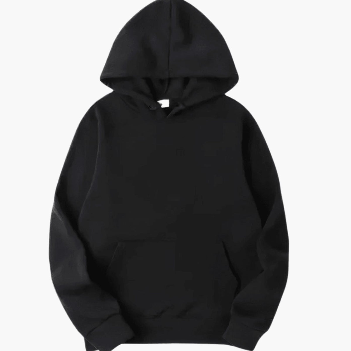 Men's Solid Fleece Relaxed-Fit Long Sleeve Hoodie - Black