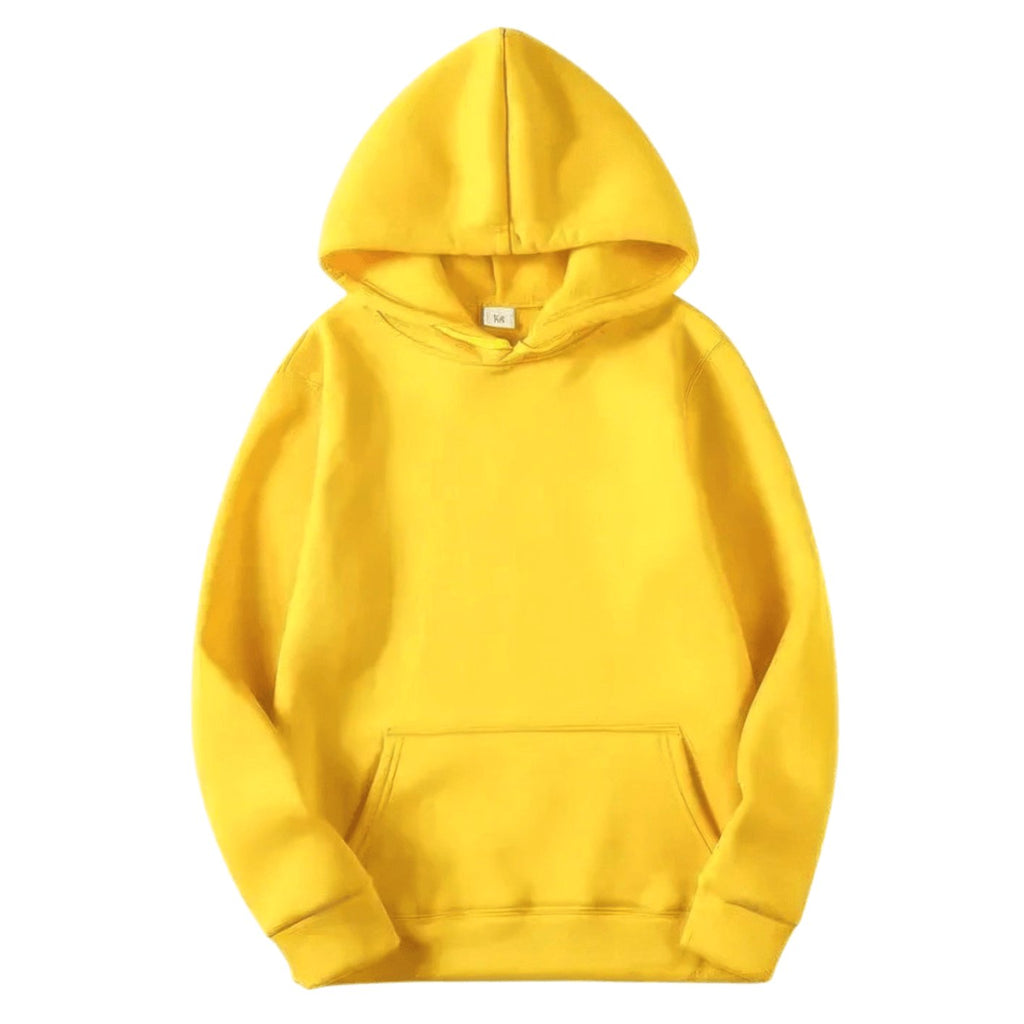 Men's Solid Fleece Relaxed-Fit Long Sleeve Hoodie - Yellow