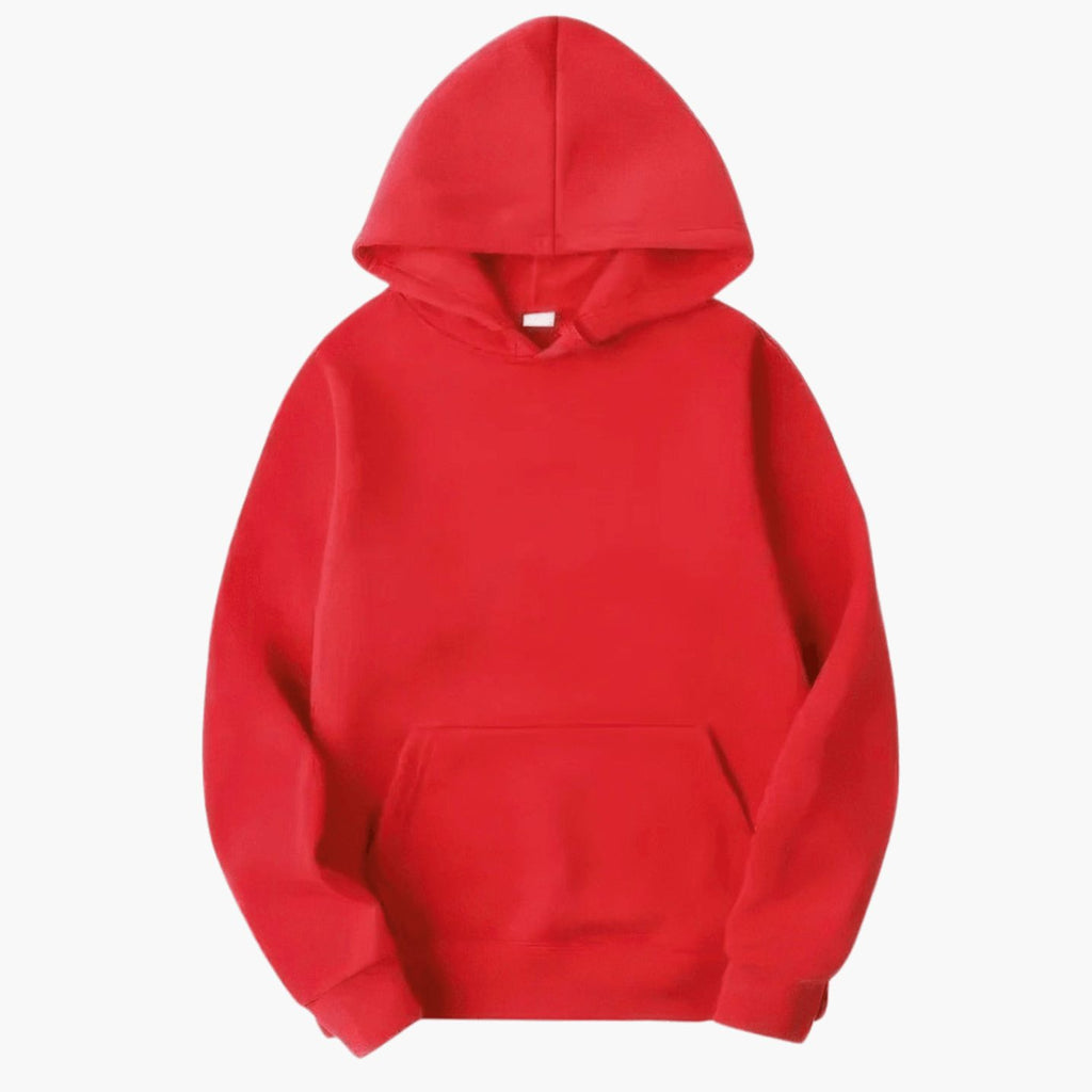 Men's Solid Fleece Relaxed-Fit Long Sleeve Hoodie - Red