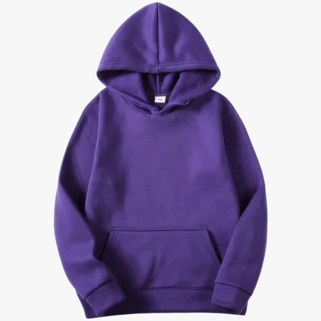Men's Solid Fleece Relaxed-Fit Long Sleeve Hoodie - Purple