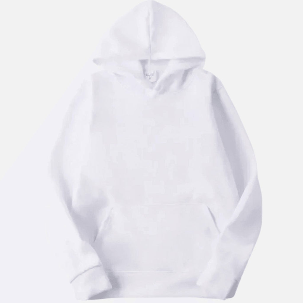 Men's Solid Fleece Relaxed-Fit Long Sleeve Hoodie - White