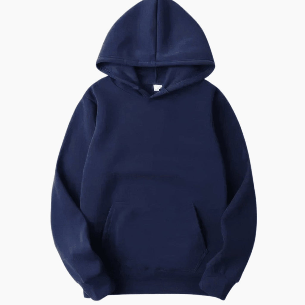 Men's Solid Fleece Relaxed-Fit Long Sleeve Hoodie - Navy