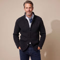 Men's Stand-Collar Button-Front Knit Cardigan, Black - Black