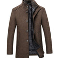 Men's Stand Collar Button-Up Insulated Winter Jacket - Camel