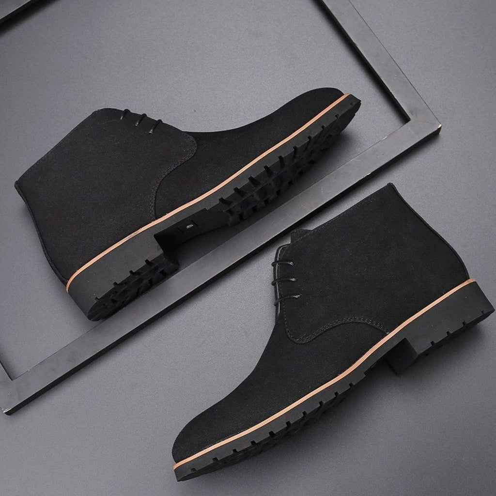 Men's Suede Lace-Up Ankle Boots - Black