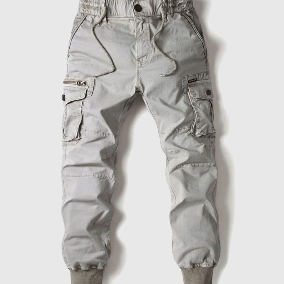 Men's Tactical Multi-Pocket Cuffed Cargo Jogger Pants - Gray
