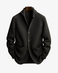 Men's Tailored Button-Front Ribbed Knit Cardigan Sweater - Gray