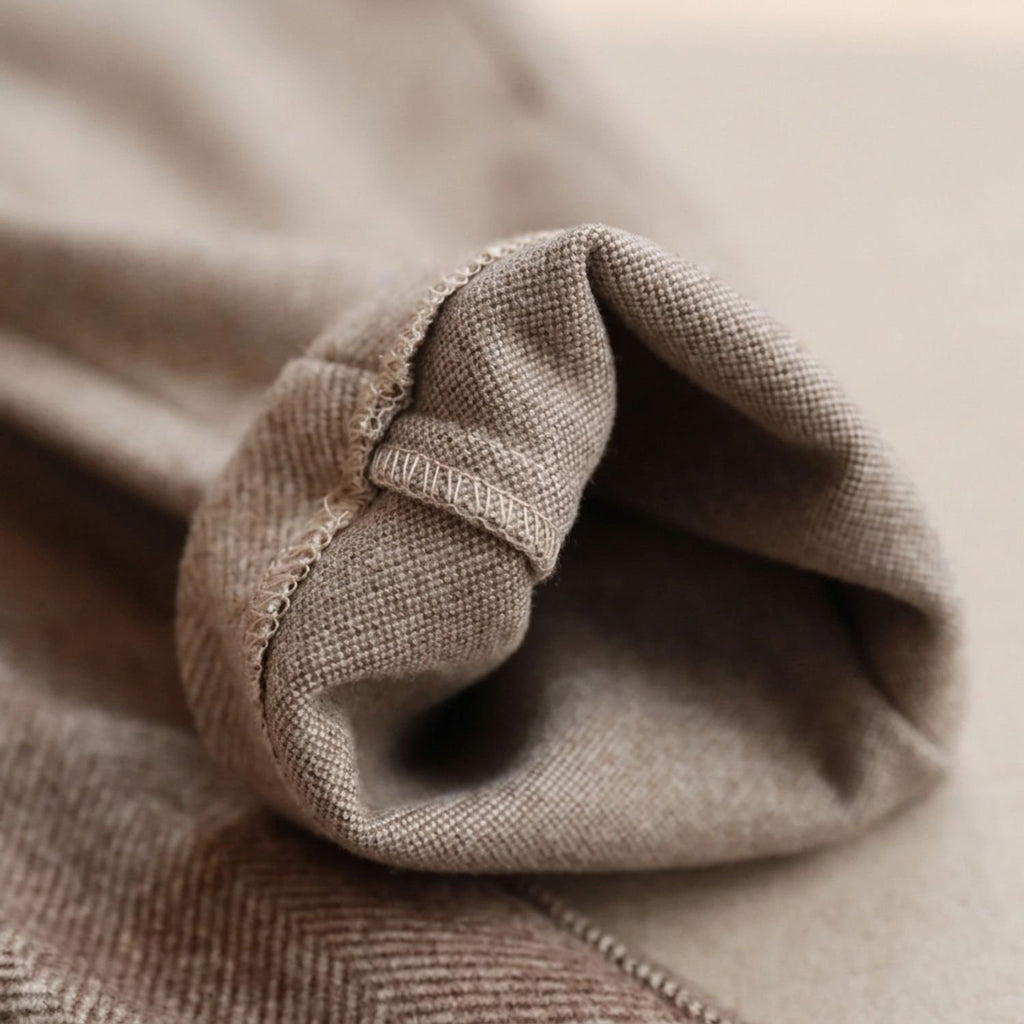 Men's Tailored Herringbone Wool Dress Pants