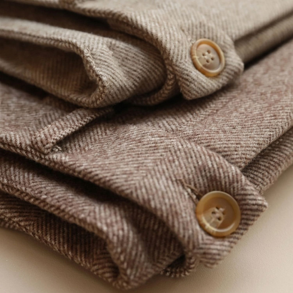 Men's Tailored Herringbone Wool Dress Pants