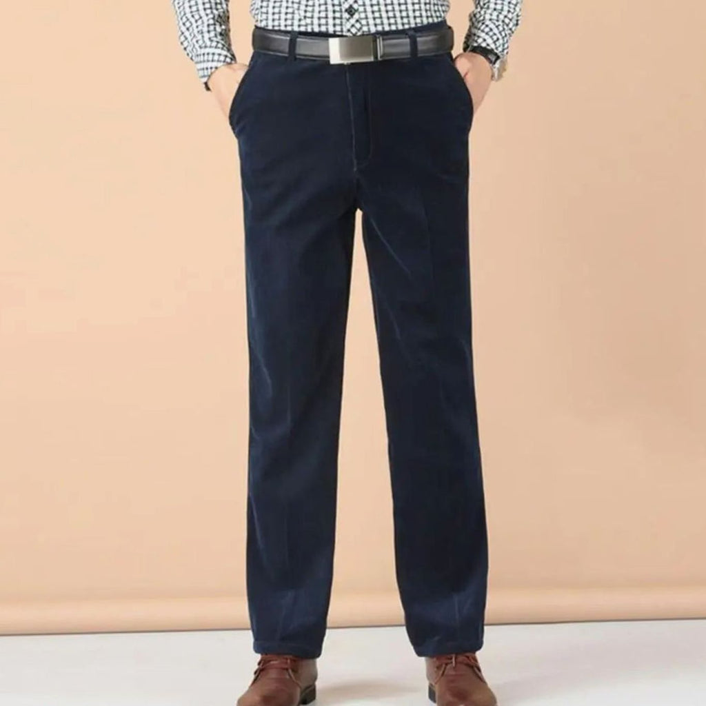 Men's Tailored Straight-Leg Velvet Dress Pants - Royal Blue