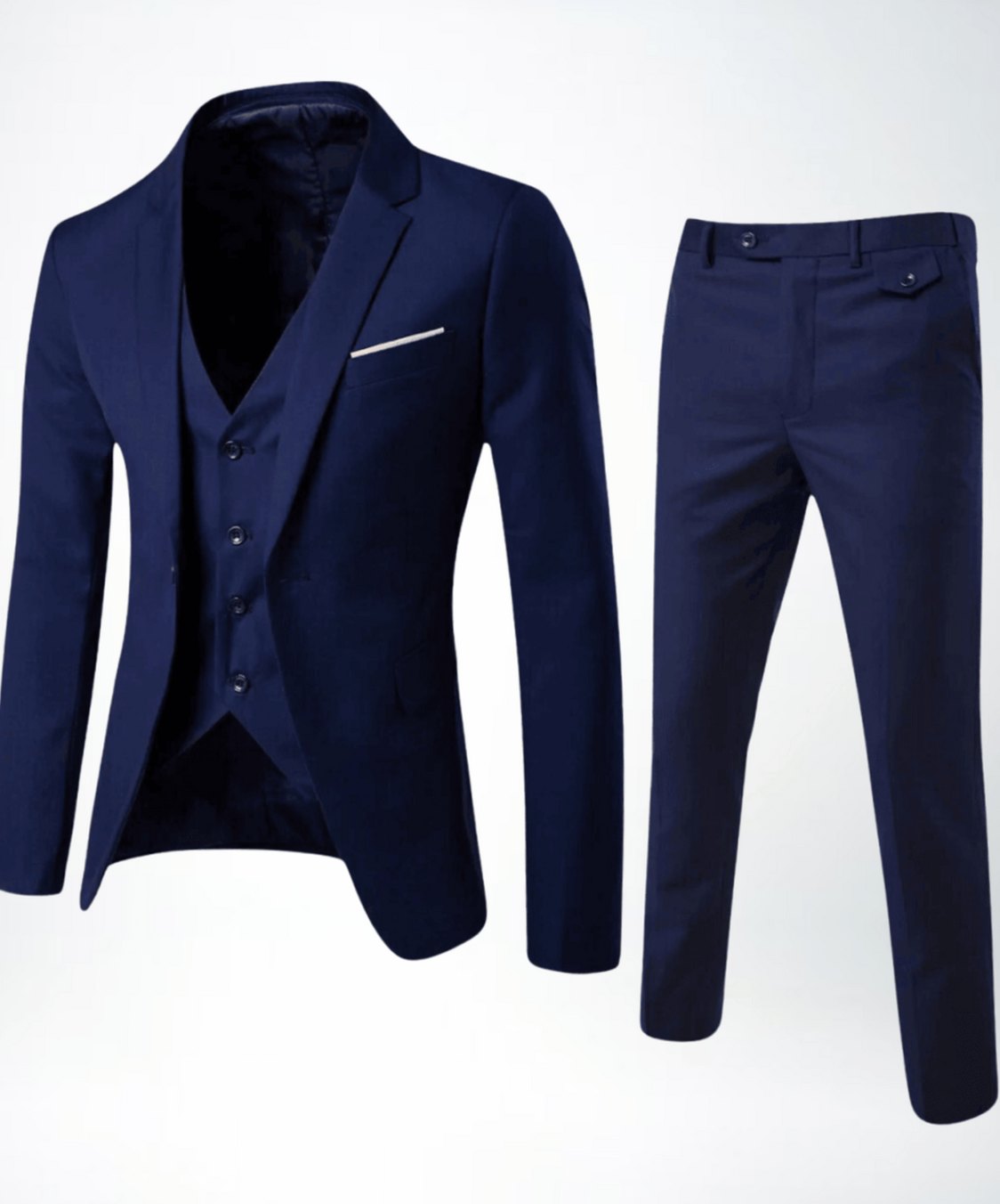 Men's Three-Piece Slim-Fit Classic Formal Suit Set - Navy
