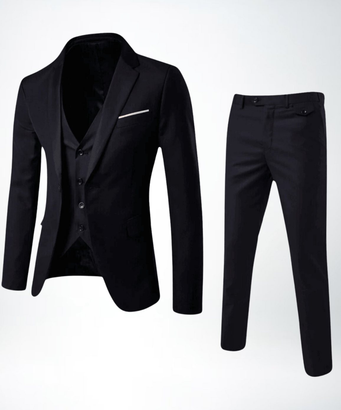 Men's Three-Piece Slim-Fit Classic Formal Suit Set - Black
