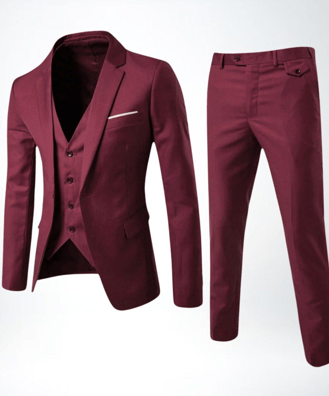 Men's Three-Piece Slim-Fit Classic Formal Suit Set - Red