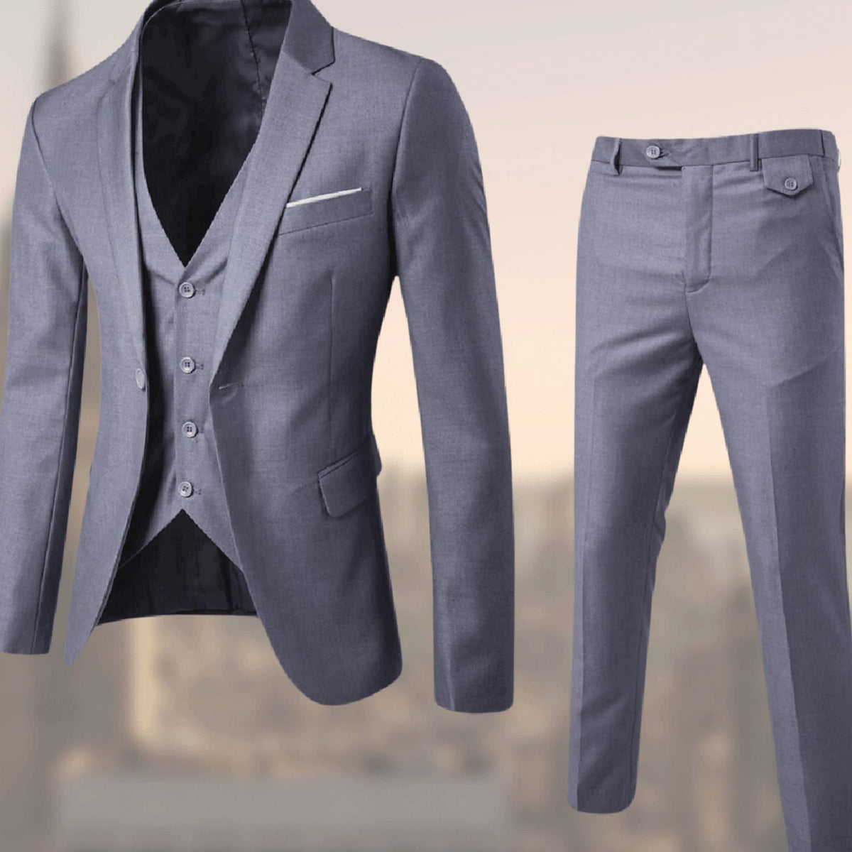 Men's Three-Piece Slim-Fit Classic Formal Suit Set