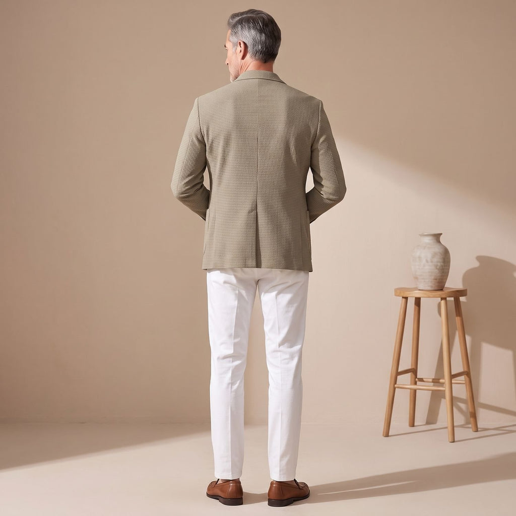 Men's Waffle-Knit Slim Lapel Stretch Blazer Jacket