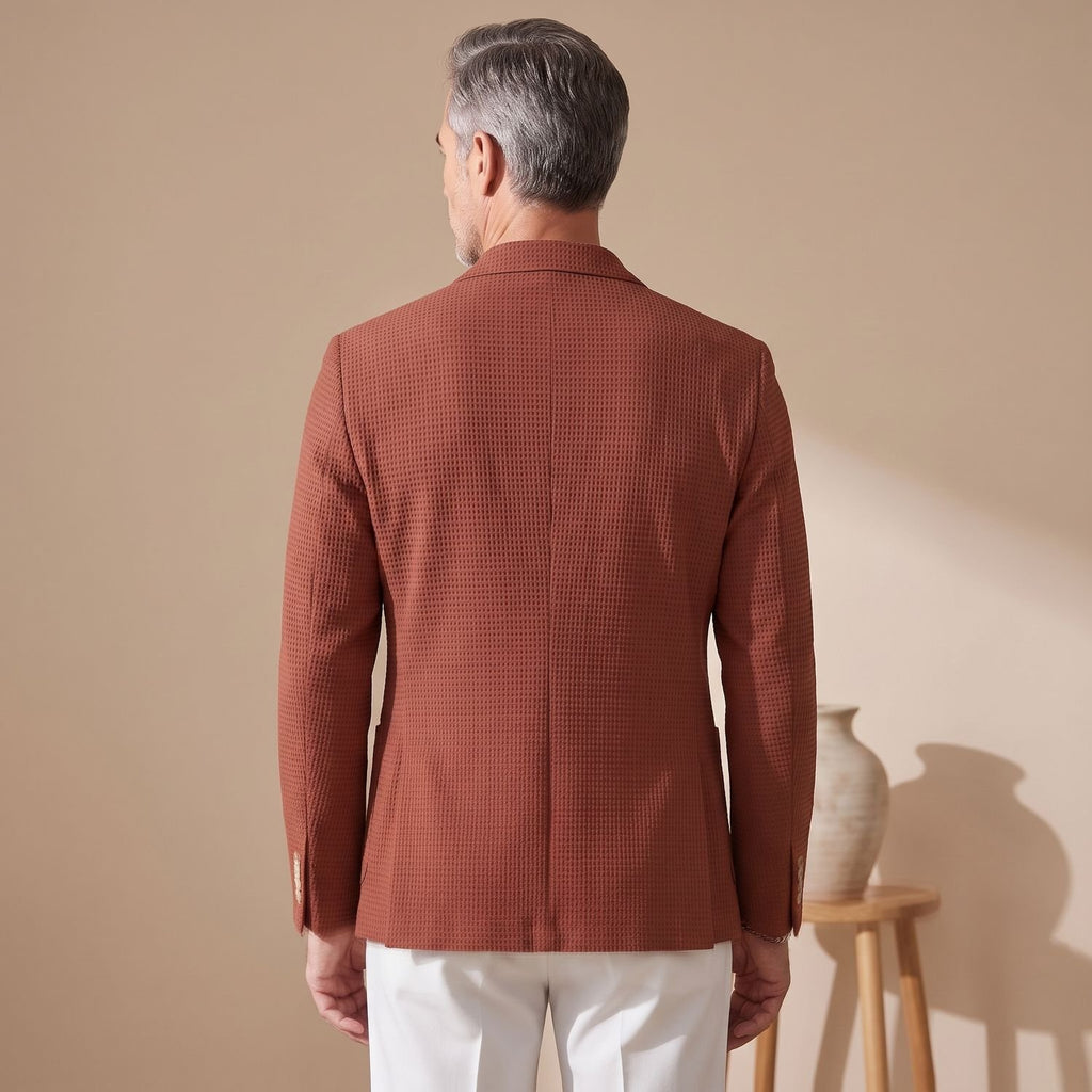 Men's Waffle-Knit Slim Lapel Stretch Blazer Jacket