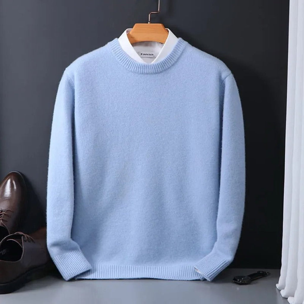 Men's Warm Mohair Crewneck Knit Sweater Pullover