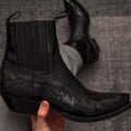 Men's Western Cowboy Embroidered Pointed-Toe Style Boots - Black