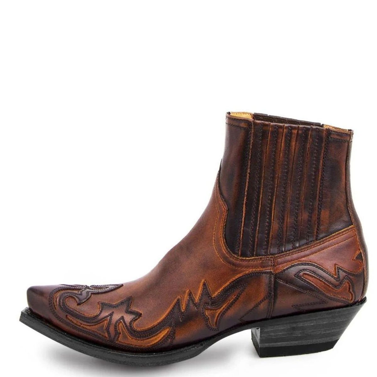 Men's Western Cowboy Embroidered Pointed-Toe Style Boots - Brown