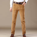 Men's Winter Season Straight-Leg Corduroy Pants - Beige