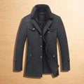 Men's Wool-Blend Single-Breasted Peacoat Winter Coat - Dark Gray