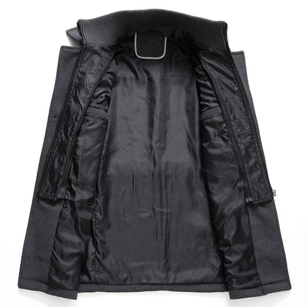 Men's Wool Coat Double-Layer Winter Overcoat Knit Collar